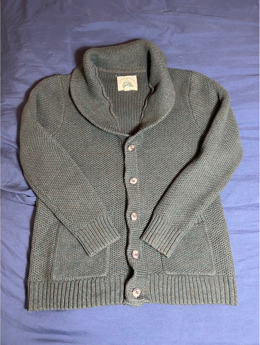 O'Bhanlon Mills Medium Gray Knit Button-Up Cardigan Sweater - Picture 1 of 3